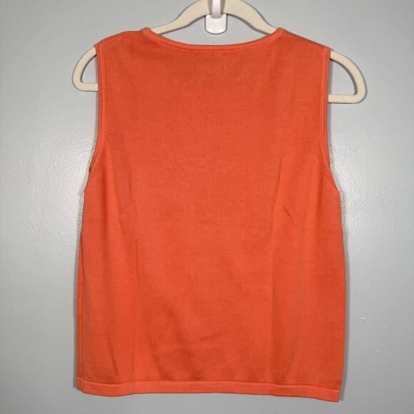Lilly Pulitzer Knit Tank Top M Orange Sleeveless 100% Cotton Portugal Resort - Picture 2 of 5